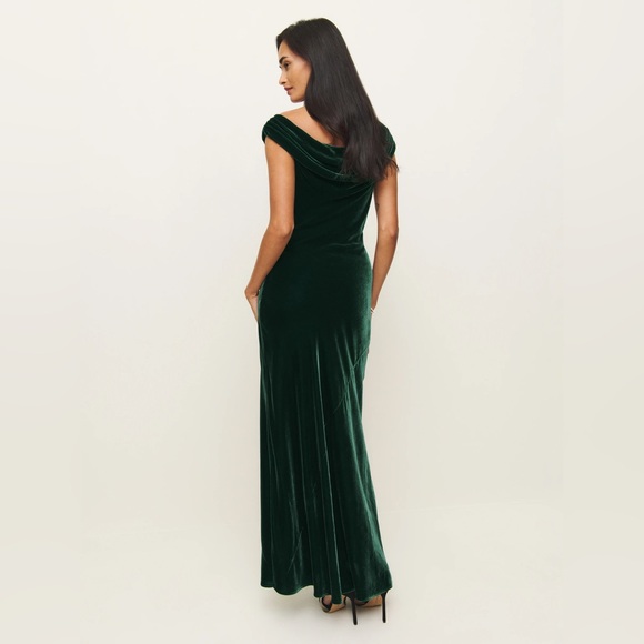 Reformation Elvie Velvet Dress In Forest, brand new, never worn, no flaws. - Picture 4 of 16
